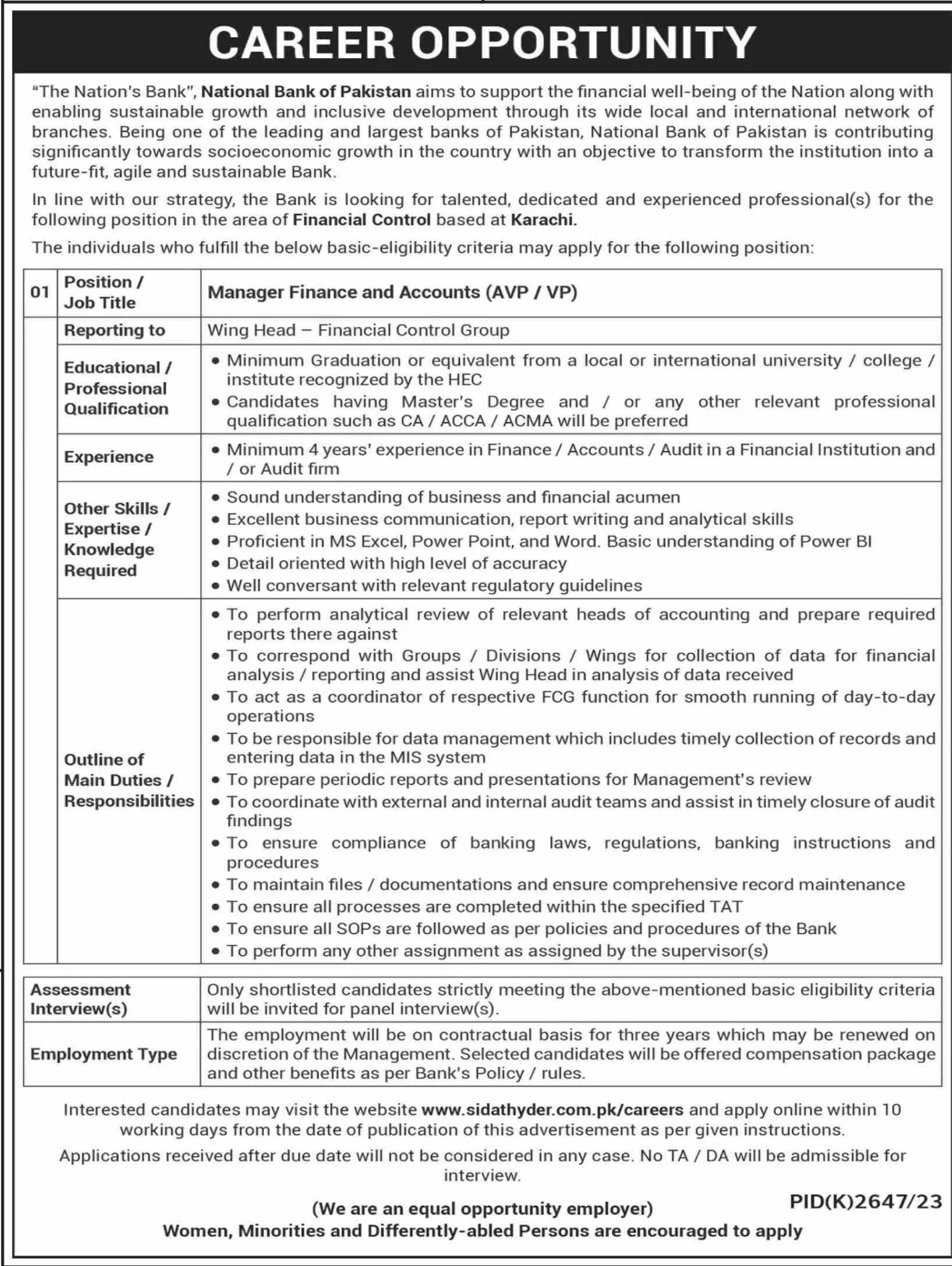 National Bank of Pakistan NBP Jobs 2024 | NBP Career Opportunities