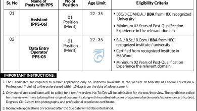 Vacant Positions At Ministry Of Federal Education