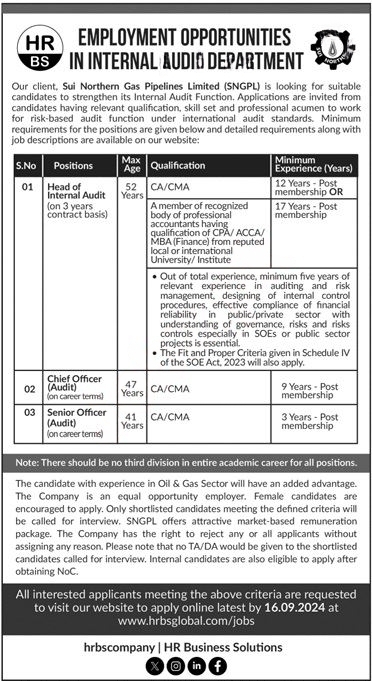 Sui Northern Gas Pipelines Limited Jobs 2024