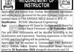 Position Vacant At PNS Karsaz