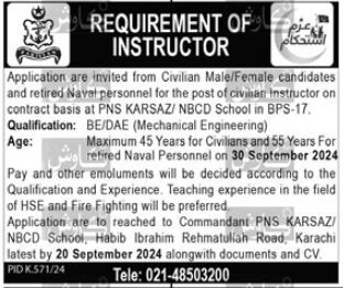 Position Vacant At PNS Karsaz