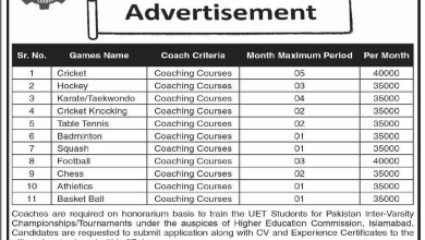 University Of Engineering And Technology UET Job 2024