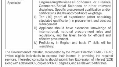 Vacancy Available At Federal Project Management Unit