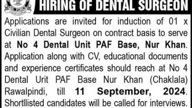 Dental Surgeon Job At Dental Unit PAF Base Nur Khan