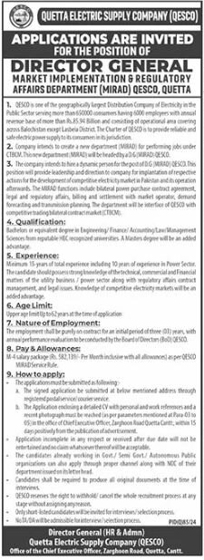 Job Opportunity At Quetta Electric Supply Company QESCO