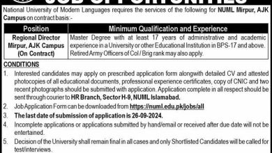 National University Of Modern Languages NUML Islamabad Job